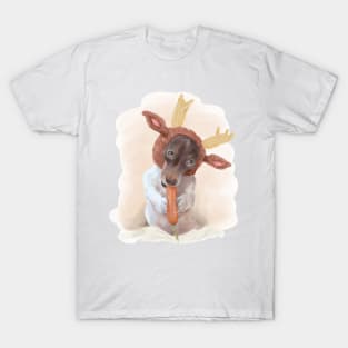 狗吃萝卜 dog eating carrot T-Shirt